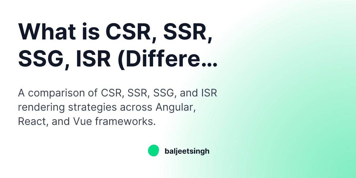 What is CSR, SSR, SSG, ISR (Different Rendering Strategies) and which ...